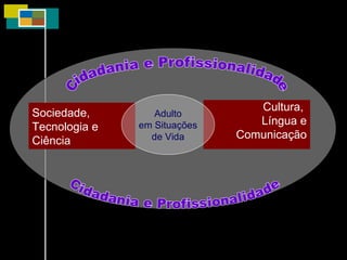 Sociedade, Tecnologia e  Ciência Cultura,  Língua e Comunicação Cidadania e Profissionalidade  Cidadania e Profissionalidade Adulto em Situações de Vida 