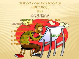 GESTIÒN Y ORGANIZACIÓN DE
APRENDIZAJE
TEMA
ESQUEMA
 