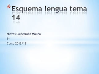 Nieves Calcerrada Molina
5º
Curso 2012/13
*
 