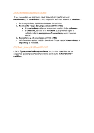 Esquema Novecentismo Y Vanguardisa