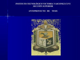 INSTITUTO TECNOLÓGICO VICTORIA VASCONEZ CUVI
              SECCIÓN SUPERIOR

          ANTEPROYECTO DE    TESIS
 