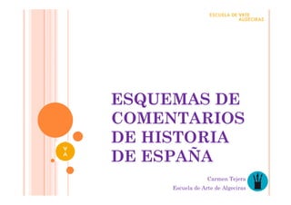 ESQUEMAS DE
COMENTARIOS
DE HISTORIA
DE ESPAÑA
                  Carmen Tejera
     Escuela de Arte de Algeciras
 