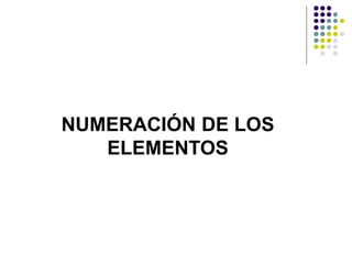 NUMERACIÓN DE LOS
   ELEMENTOS
 