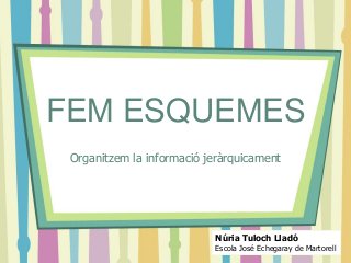FEM ESQUEMES
Organitzem la informació jeràrquicament
Núria Tuloch Lladó
Escola José Echegaray de Martorell
 