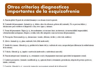 Otros criterios diagnosticos
importantes de la esquizofrenia
 