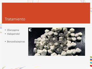 Tratamiento
• Olanzapina
• Haloperidol
• Benzodiazepinas
 