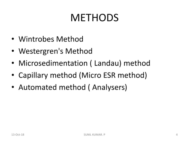 Erythrocyte Sedimentation Rate (ESR) | PPTX | Blood Disorders ...