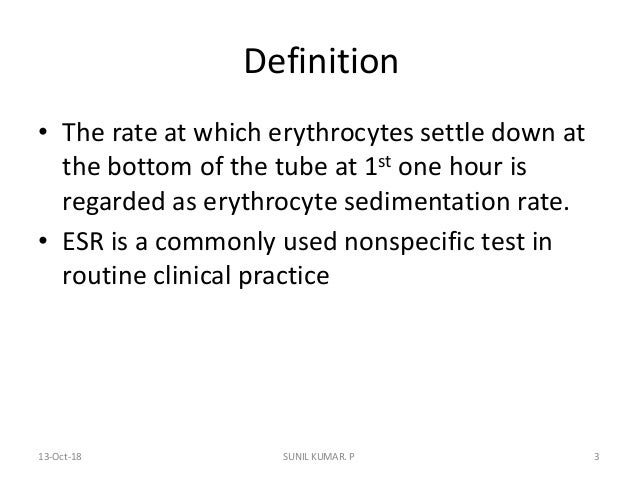 Erythrocyte Sedimentation Rate Esr