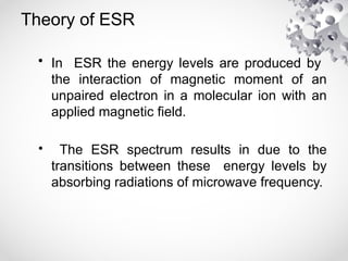 electron spin resonance spectroscopy presentation | PPTX