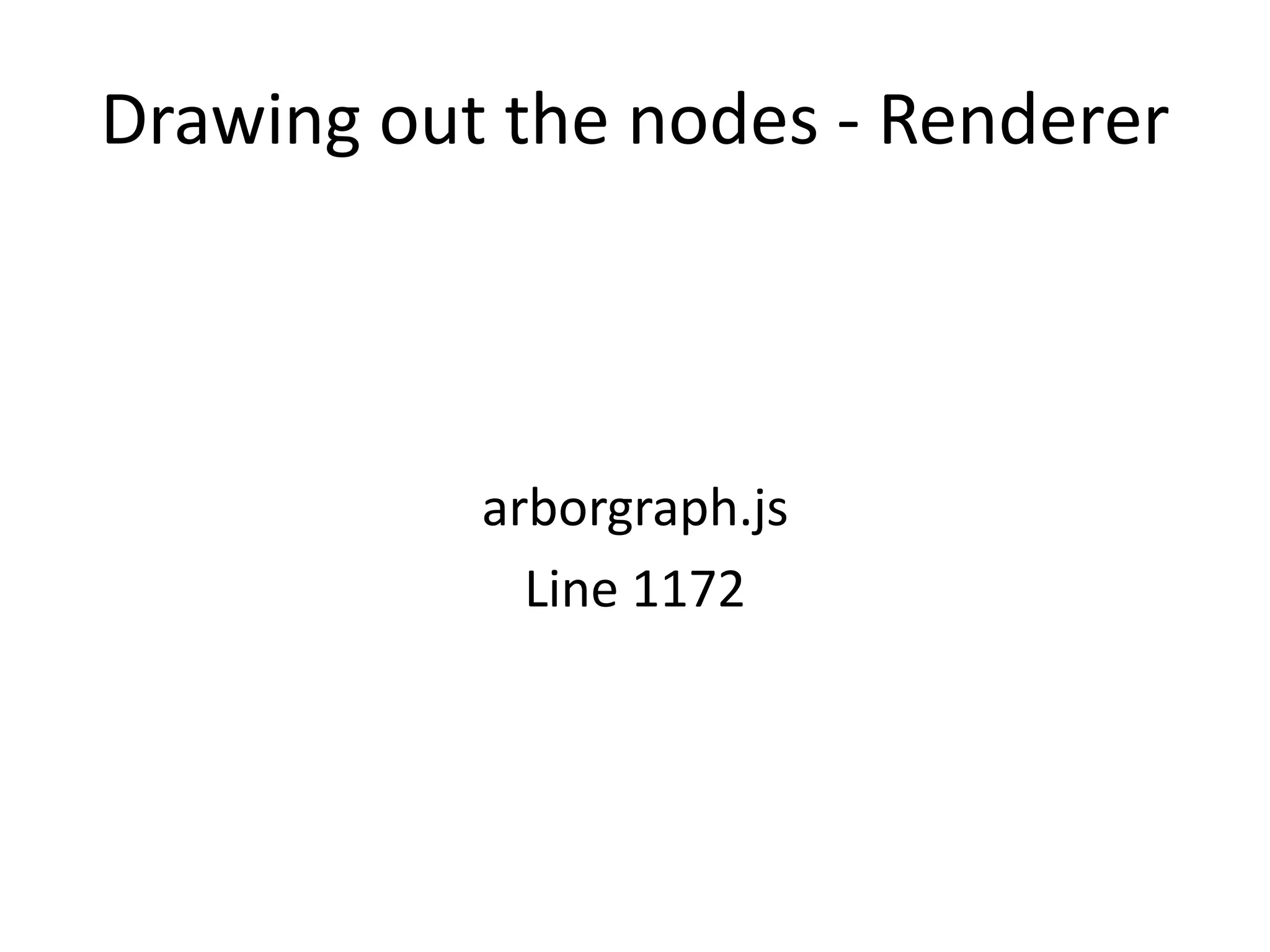 Drawing out the nodes - Renderer



           arborgraph.js
             Line 1172
 