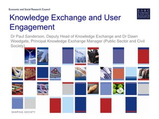 Knowledge Exchange and User
Engagement
Dr Paul Sanderson, Deputy Head of Knowledge Exchange and Dr Dawn
Woodgate, Principal Knowledge Exchange Manager (Public Sector and Civil
Society)
 