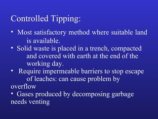 Controlling Tipping EXCRETA, SEWAGE, REFUSE DISPOSAL | PPT