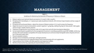 MANAGEMENT
Vázquez JAG, Calva IEM, Fernández RM, León VE, Cardona M, Noyola H. Pregnancy in End-Stage Renal Disease Patients and Treatment with Peritoneal
Dialysis: Report of Two Cases. Perit Dial Int. 2007 May 1;27(3):353–8.
 