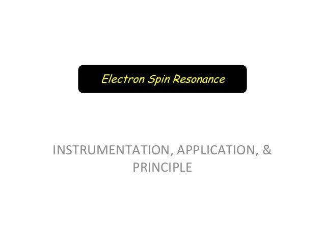 electron spin resonance instrumentation pdf