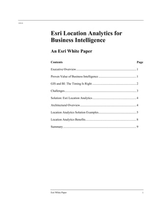 Esri Location Analytics for Business Intelligence | PDF