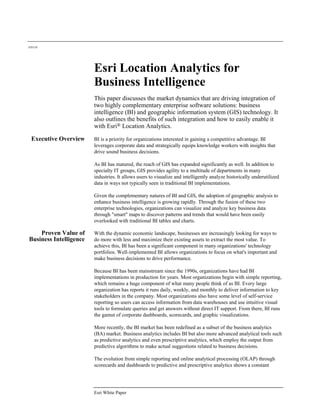 Esri Location Analytics for Business Intelligence | PDF