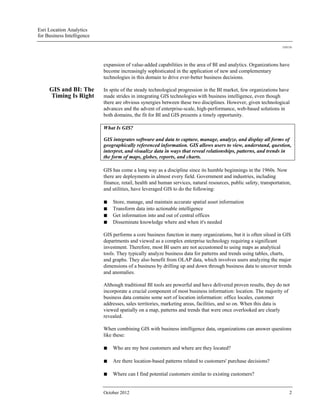Esri Location Analytics for Business Intelligence | PDF