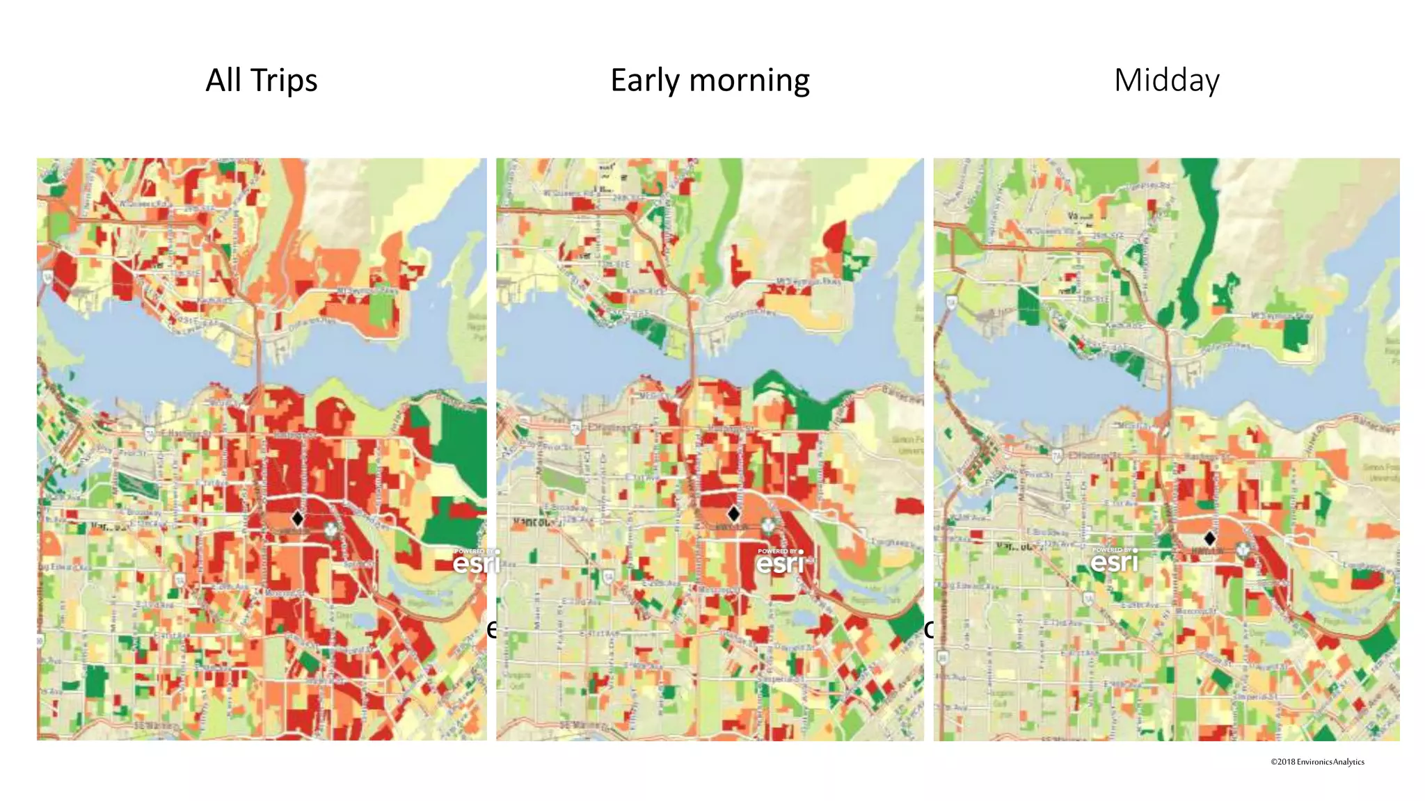 ©2018EnvironicsAnalytics
How do customer trade areas change throughout the day?
All Trips Early morning Midday
 