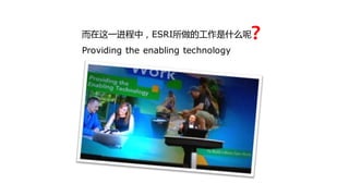 而在这一迚程中，ESRI所做的工作是什么呢
Providing the enabling technology
 