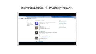 通过丌同的业务关注，将用户划分到丌同的组中。
 