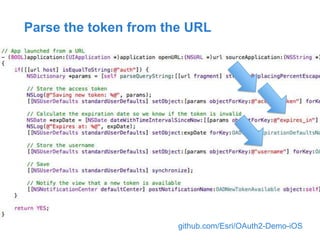 Parse the token from the URL

github.com/Esri/OAuth2-Demo-iOS

 