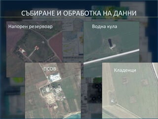 СЪБИРАНЕ И ОБРАБОТКА НА ДАННИ
Напорен резервоар

ПСОВ

Водна кула

Кладенци

 