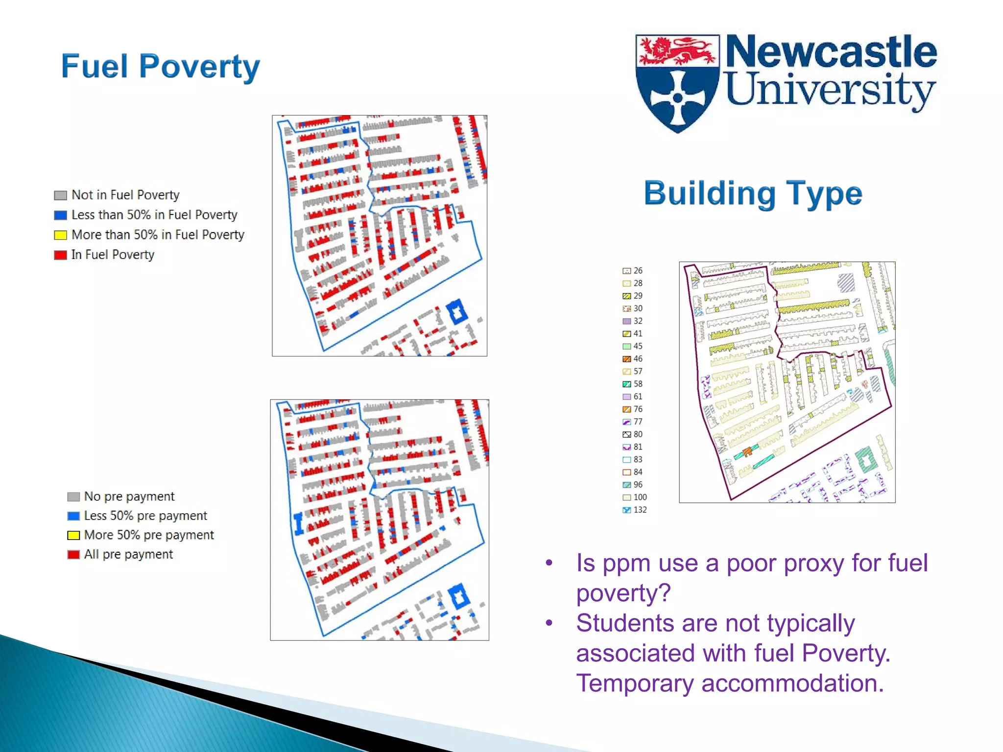 • Is ppm use a poor proxy for fuel
poverty?
• Students are not typically
associated with fuel Poverty.
Temporary accommodation.
 