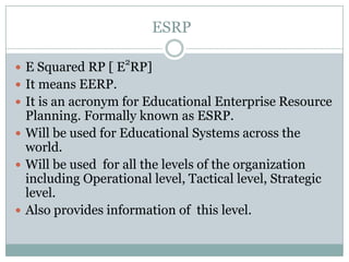 Eresp Elearning ERP Concepts for Educational Systems | PPTX