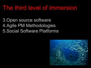 The third level of immersion Open source software Agile PM Methodologies Social Software Platforms 