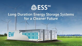 Energy Storage for
a Cleaner Future
Long Duration Energy Storage Systems
for a Cleaner Future
OCTOBER 2021
 