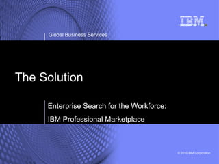The Solution Global Business Services Enterprise Search for the Workforce: IBM Professional Marketplace 