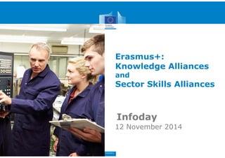 1
Erasmus+:
Knowledge Alliances
and
Sector Skills Alliances
Infoday
12 November 2014
 