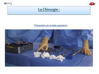 La Chirurgie:
Préparation de la table opératoire
 