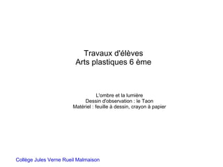 Collège Jules Verne Rueil Malmaison Travaux d'élèves Arts plastiques 6 ème L'ombre et la lumière Dessin d'observation : le Taon Matériel : feuille à dessin, crayon à papier 