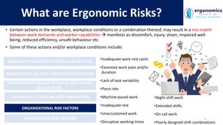ERGONOMIC RISK ASSESSMENTS Presenter: Sma Ngcamu-Tukulula Human Factors ...