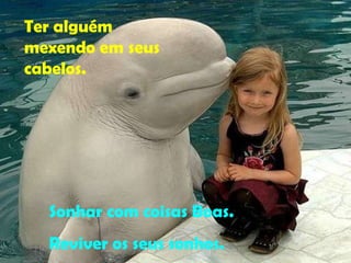 Ter alguém mexendo em seus cabelos. Sonhar com coisas Boas.  Reviver os seus sonhos. 