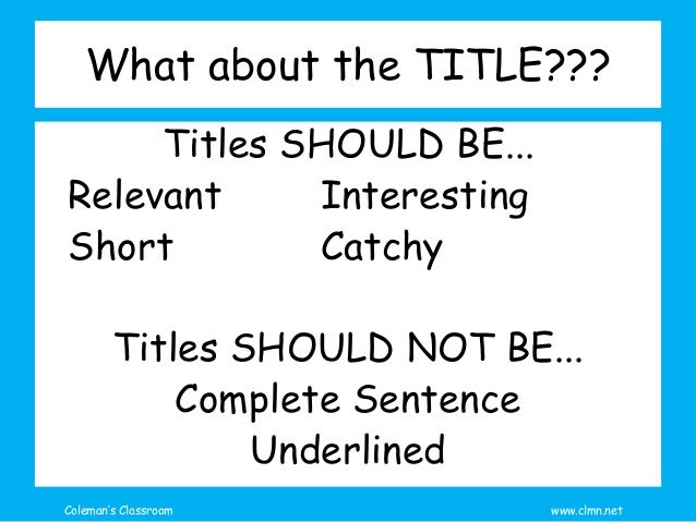 Catchy title for essay