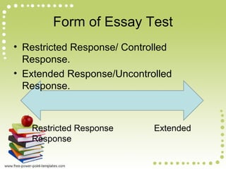 Restricted Response Essay Science Example Essay | PPT