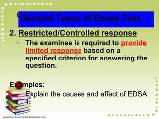 Restricted Response Essay Science Example Essay | PPT