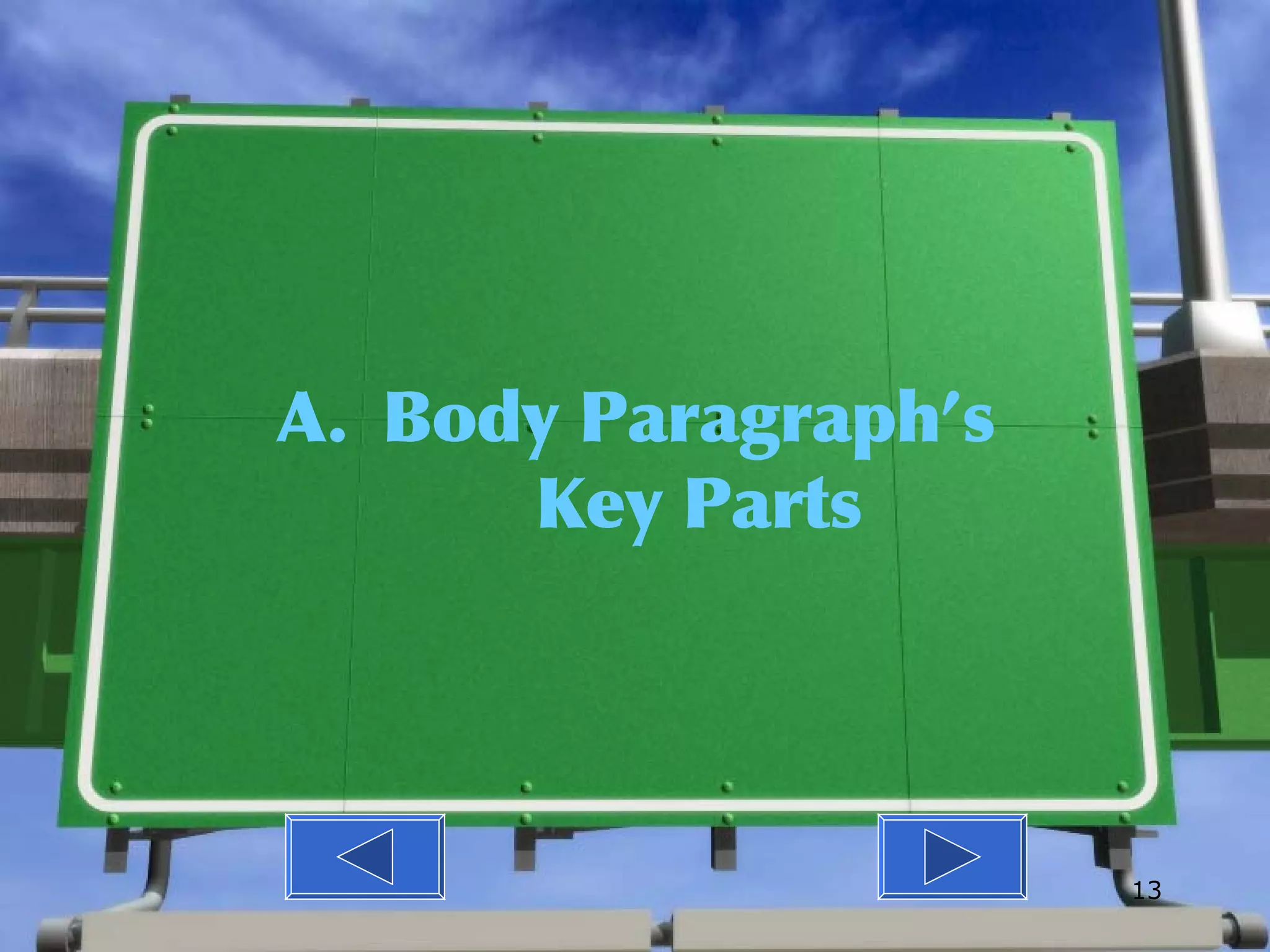 Body Paragraph’s  Key Parts 