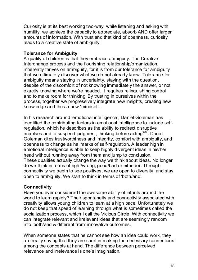 essay creative interchange and the greatest human good creative essay