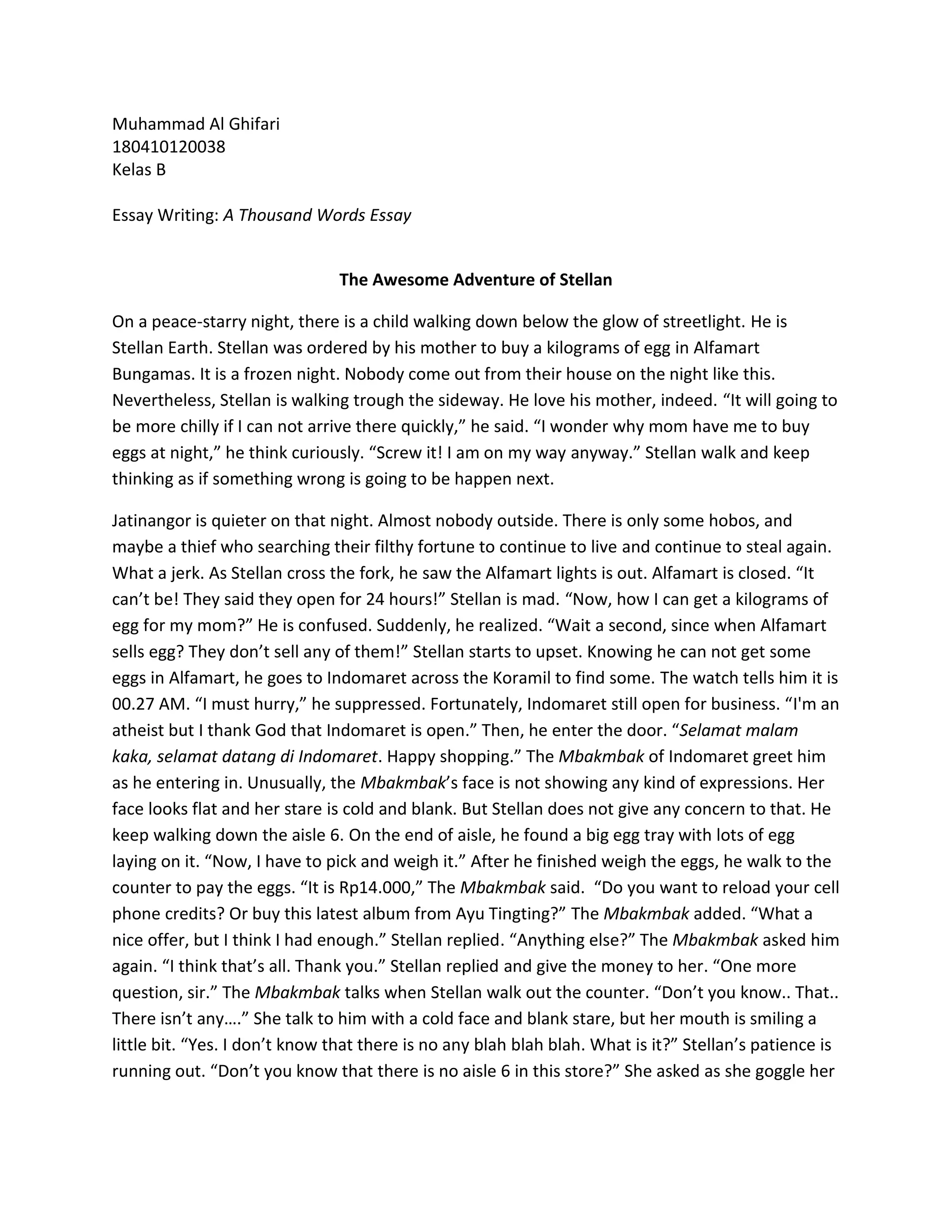 A Thousand Words Essay by Muhammad Al Ghifari PDF