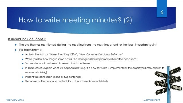 how to write business minutes