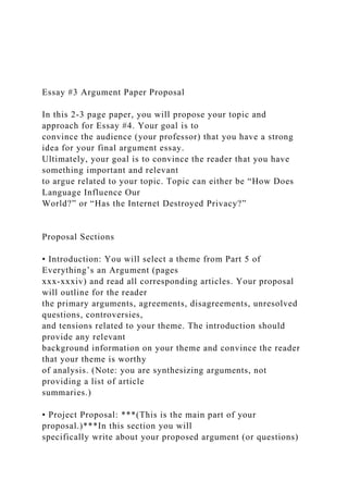 Proposal Argument Topic Examples Essay #3 Argument Paper Proposal In this 2-3 page paper.docx