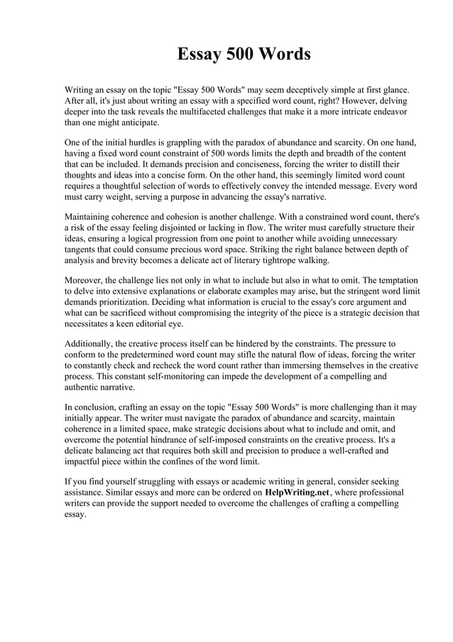 Essay 500 Words | PDF | Freelance Writing | Content Production