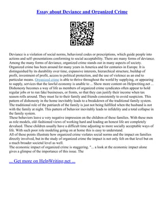 Essay About Deviance And Organized Crime | PDF
