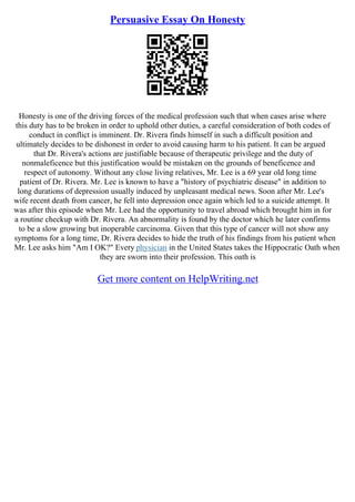 Essay About Honesty | PDF
