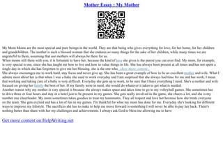 Essay About My Mother | PDF