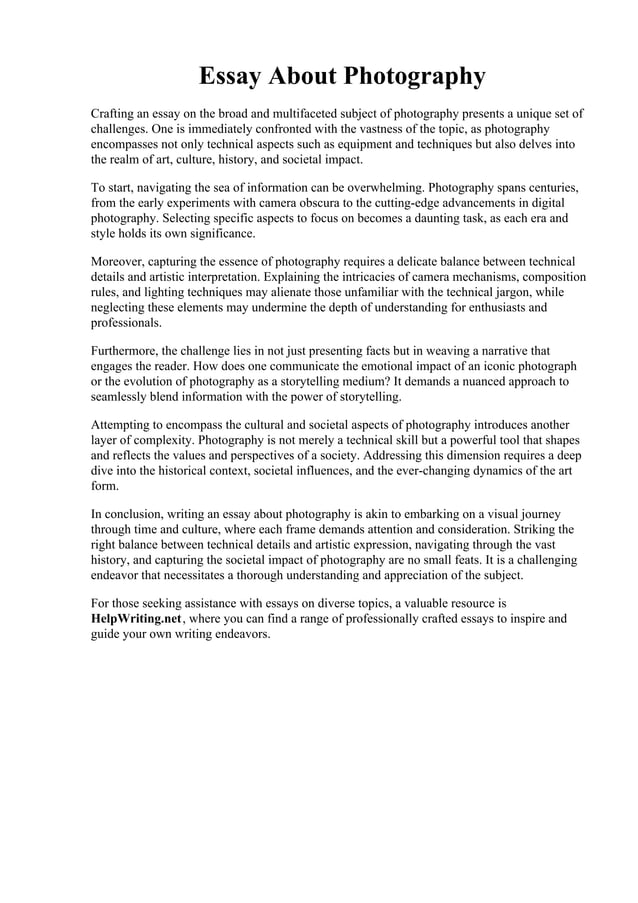 Essay About Photography. What is a photo essay? PDF