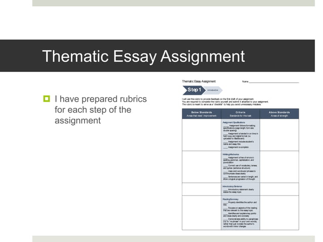Thematic Essay Assignment Overview | PPT